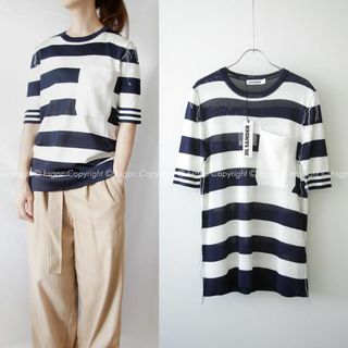 ジルサンダー(Jil Sander)の【定価9.6万】ジルサンダー ビッグポケット ボーダー サマー ニット Tシャツ(Tシャツ(半袖/袖なし))