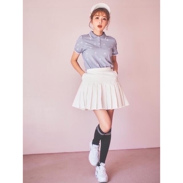 eimy golf プリーツヘムミニスカート ネイビー インナーパンツ付き-