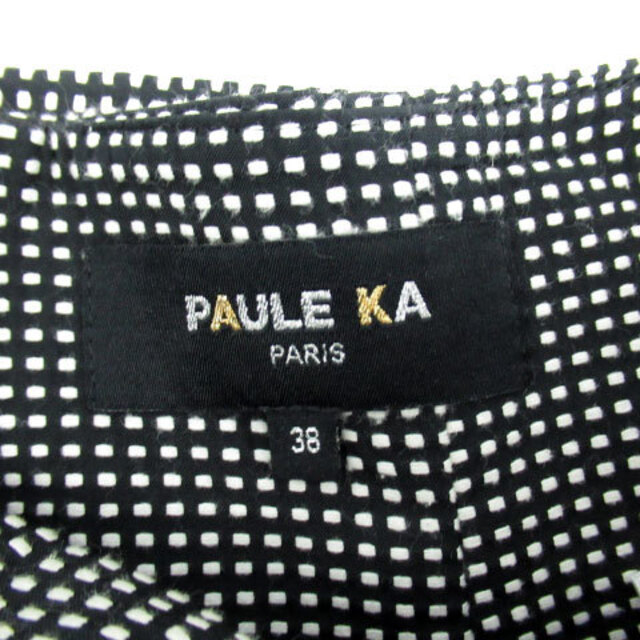 PAULE KA(ポールカ)のポールカ PAULE KA フレアスカート ひざ丈 総柄 リボン 38 黒 レディースのスカート(ひざ丈スカート)の商品写真