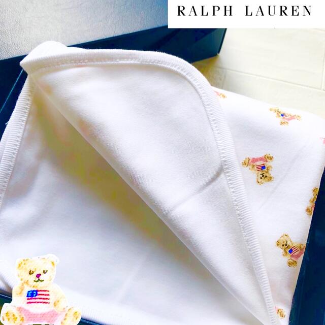 Ralph Lauren(ラルフローレン)の定番　人気　ラルフローレン おくるみ　ギフト　ピンク　フラグベア キッズ/ベビー/マタニティのこども用ファッション小物(おくるみ/ブランケット)の商品写真