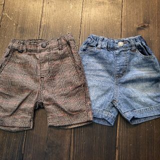 ブランシェス(Branshes)の☆ショートパンツ 2枚セット☆80 デニム チェック ブランシェス(パンツ)