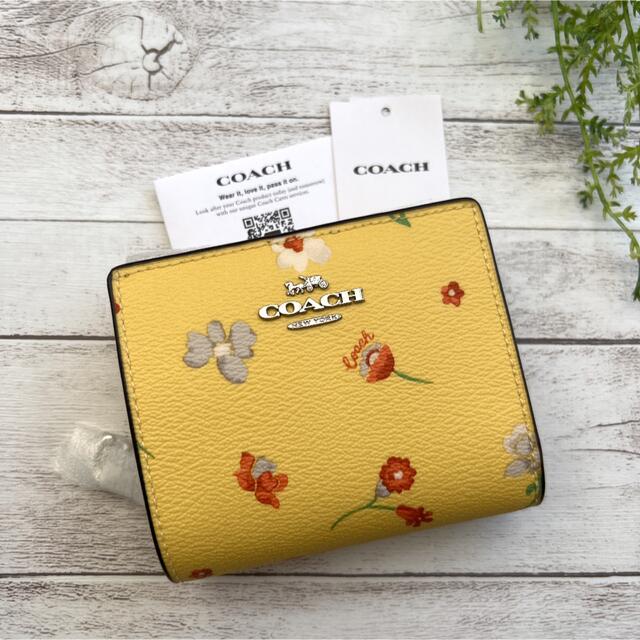 COACH コーチ 折り財布 イエロー 花柄 ミニウォレット - 通販 ...