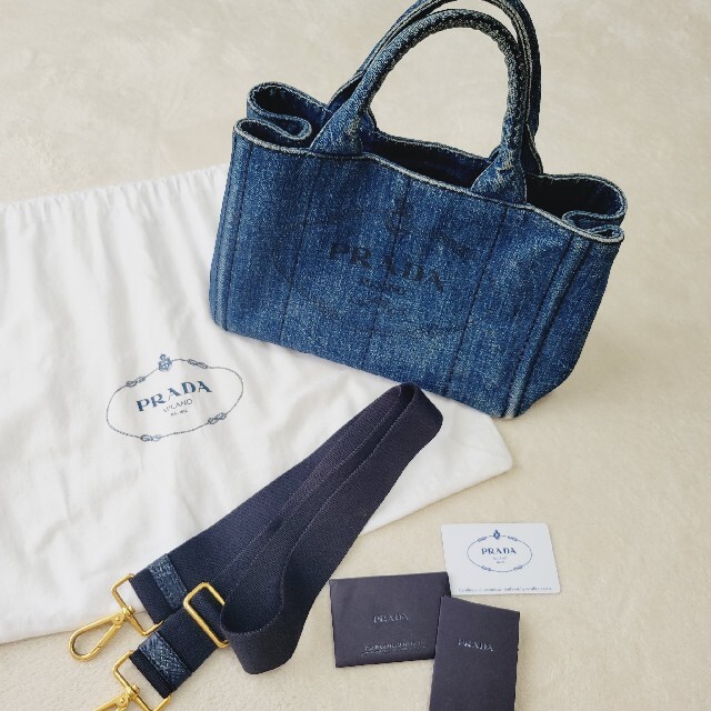 PRADA プラダ カナパ トート デニム Sサイズ 流行 6660円引き www