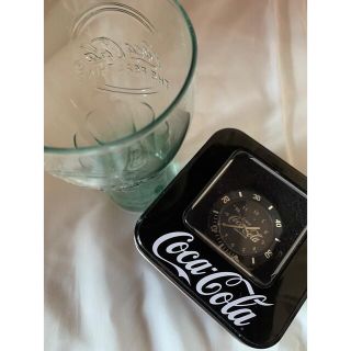 コカコーラ(コカ・コーラ)の★コカ・コーラ腕時計＊グラスセット！未使用！ブラック！希少品！(腕時計(アナログ))