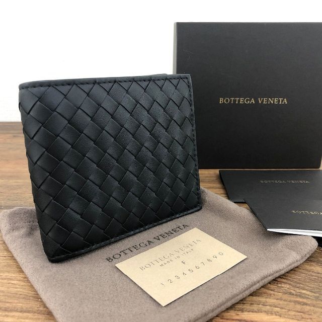 最安値挑戦】 Bottega 332 黒 ラムスキン 二つ折り財布 BOTTEGAVENETA