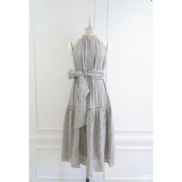 【Her lip to】Lace-trimmed Belted Dressひざ丈ワンピース