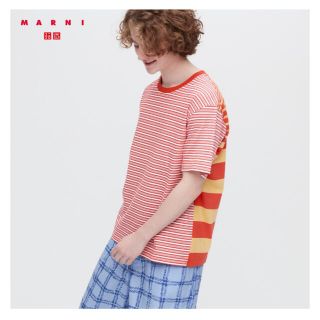 ユニクロ(UNIQLO)のユニクロ マルニ ボーダークルーネックtシャツ レッド XL(Tシャツ/カットソー(半袖/袖なし))