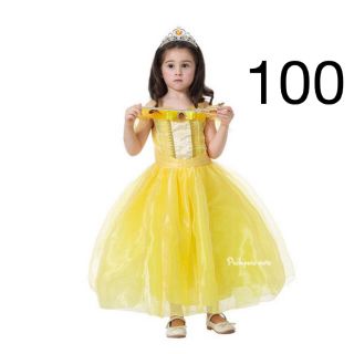 100㎝  イエロー　プリンセスドレス　お誕生日プレゼント　子供ドレスワンピース(ドレス/フォーマル)