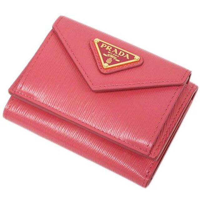 新品】プラダ 三つ折り財布 1MH021 ヴィテッロ ムーブ ペオニア ピンク