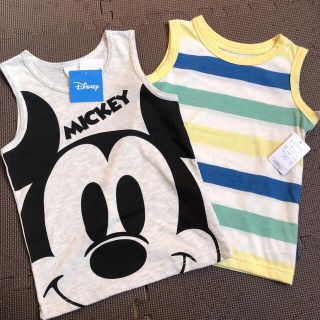 ディズニー(Disney)の新品タグ付き ディズニー ミッキーマウス タンクトップ 2点セット ノースリーブ(Tシャツ/カットソー)