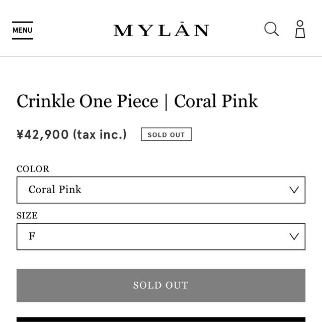 MYLAN Crinkle One Piece Coral Pink完売品ワンピ - 0