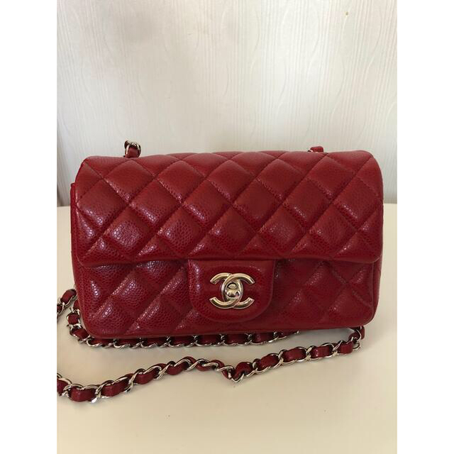 バッグCHANEL シャネル ミニマトラッセ キャビアスキン ショルダーバッグ 赤