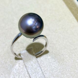 ★6月誕生石★高級 タヒチ黒蝶パール 12mm ダイヤモンド リング K18