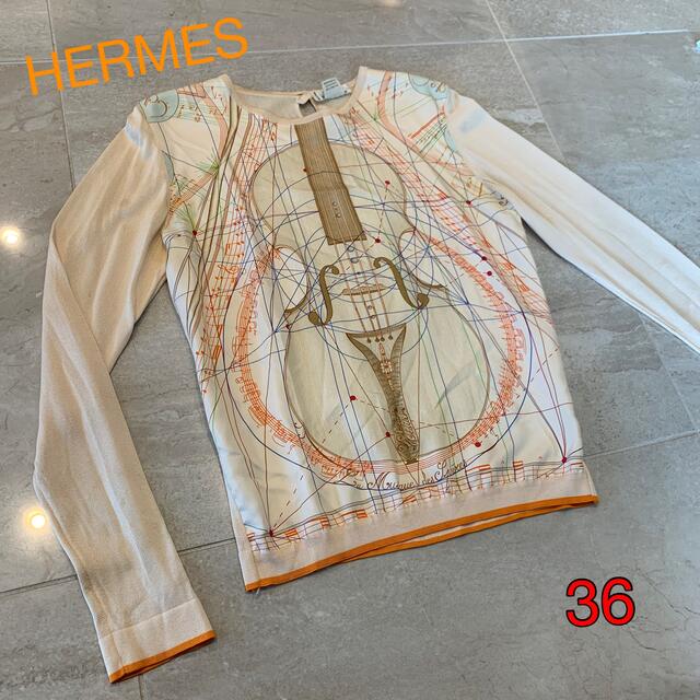 爱马仕HERMES エルメス　ヴァイオリン柄　トップス　36 シルク