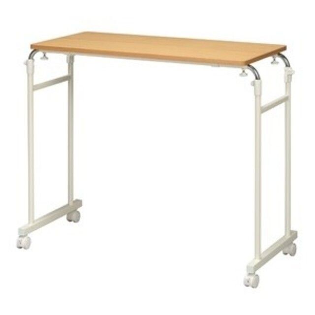 伸縮式ベッドテーブル（ナチュラル） サイドテーブル キャスター付き 木目 1
