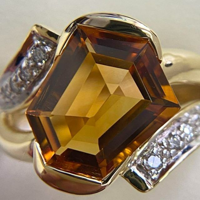 K18イエローゴールド シトリントパーズリング 3.15ct サイズ14号