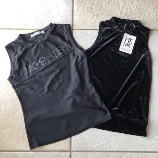 ミッシェルクラン(MICHEL KLEIN)のミッシェルクラン　トップス　2枚　黒(Tシャツ(半袖/袖なし))