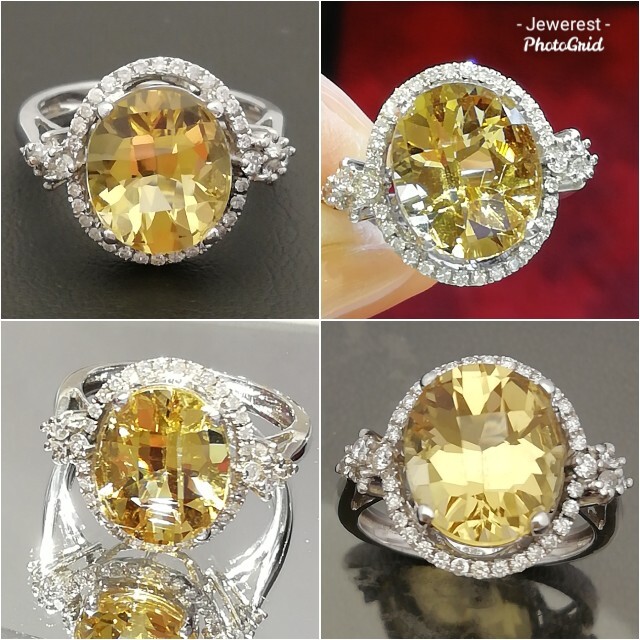 K18WG⚪イエローベリル4.334ct✨ダイヤ0.33ct✨キラキラ石リング✨ レディースのアクセサリー(リング(指輪))の商品写真