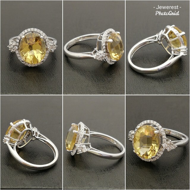 K18WG⚪イエローベリル4.334ct✨ダイヤ0.33ct✨キラキラ石リング✨ レディースのアクセサリー(リング(指輪))の商品写真