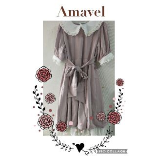 アマベル(Amavel)のAmavel 量産系 地雷系 ピンク リボン＆真っ白レース襟付き ワンピース(ひざ丈ワンピース)