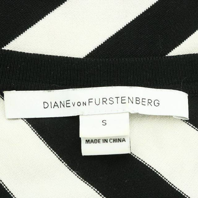 DIANE von FURSTENBERG(ダイアンフォンファステンバーグ)のダイアンフォンファステンバーグ ニットワンピース ひざ丈 長袖 ボーダー S 白 レディースのワンピース(ひざ丈ワンピース)の商品写真