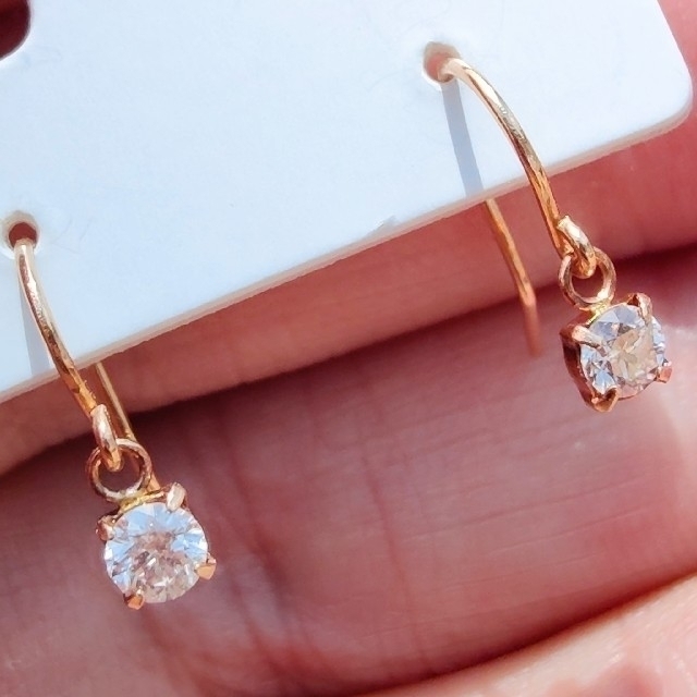 No.484 K18PGピンクダイヤモンド 0.26ct③ - ピアス