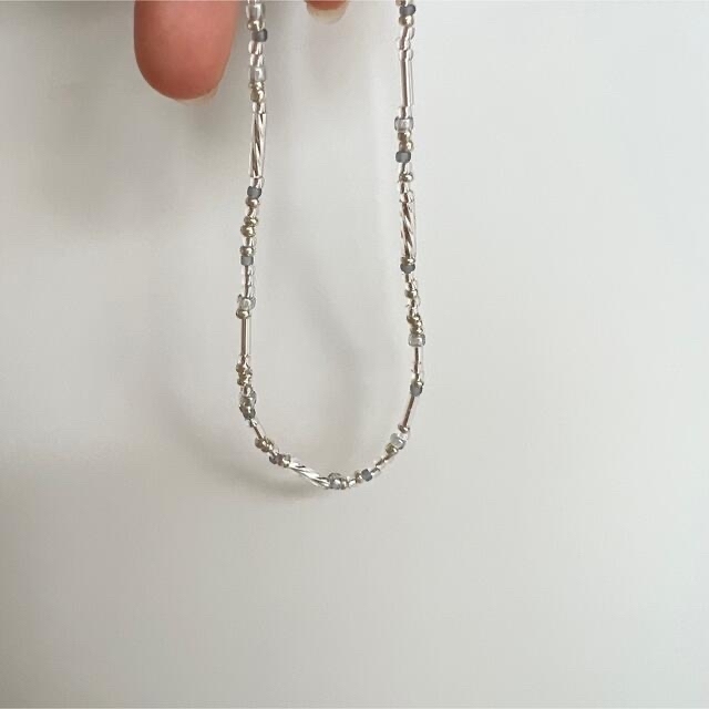 シルバービーズネックレス(clear gray) ハンドメイドのアクセサリー(ネックレス)の商品写真