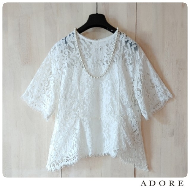 ◆幻◆　希少美品　 定価3.9万円 ADORE ダブルカラーコードレースブラウス