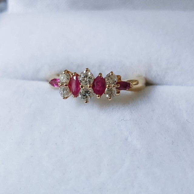 ダイヤモンド×ルビー リング K18YG 0.37ct 0.35ct 3.2g minnade-ganbaro.jp