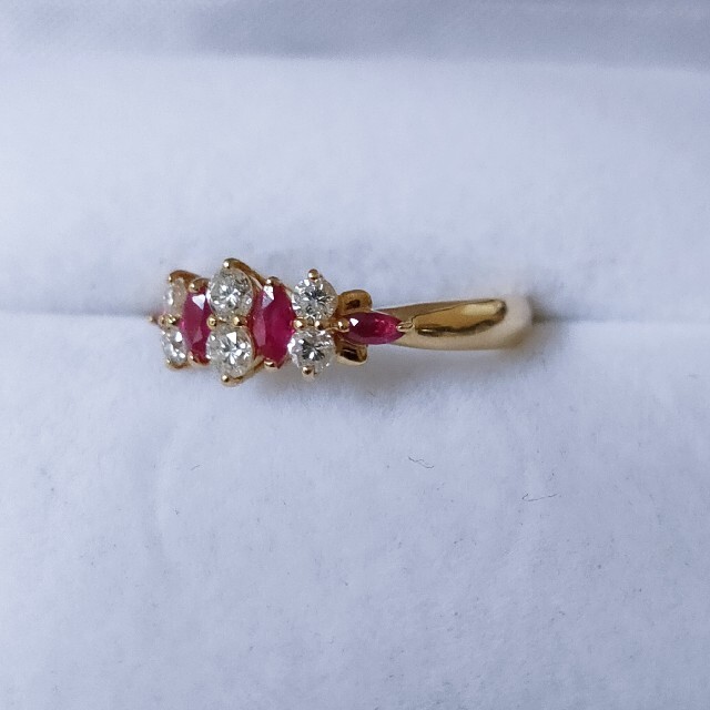 ダイヤモンド×ルビー リング K18YG 0.37ct 0.35ct 3.2g