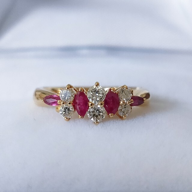 ダイヤモンド×ルビー リング K18YG 0.37ct 0.35ct 3.2g minnade-ganbaro.jp