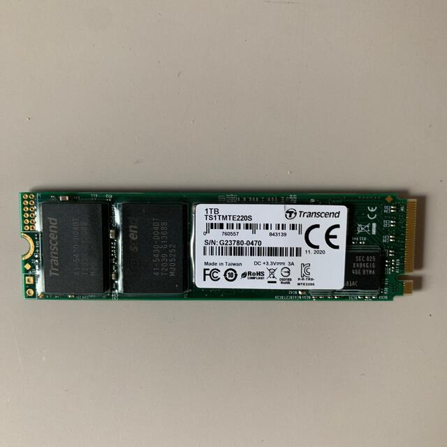 ノートパソコン用 Transcend 1TB M.2 NVMe PCle SSD