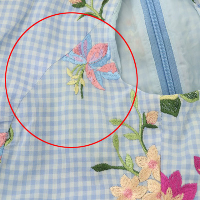 TOCCA(トッカ)のトッカ ドレス ギンガムチェック刺繍ワンピース ロング ノースリーブ 2 青 レディースのワンピース(ロングワンピース/マキシワンピース)の商品写真