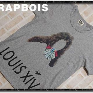 フラボア(FRAPBOIS)のフラボアハーフ　アップリケ付きTシャツ　グレー(Tシャツ(半袖/袖なし))