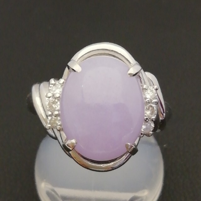 Pt900⚪ラベンダー翡翠6.52ct✨ダイヤ0.21ct✨天然翡翠リング