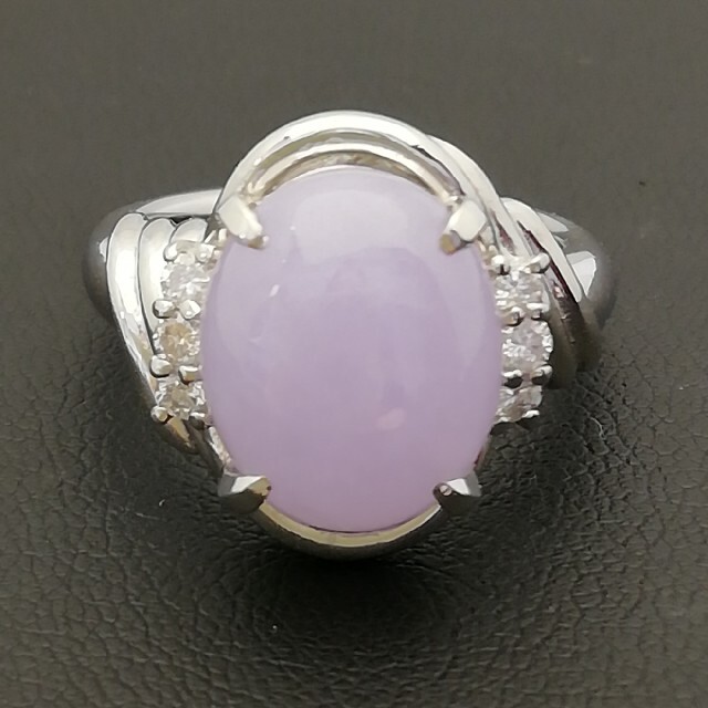 Pt900⚪ラベンダー翡翠6.52ct✨ダイヤ0.21ct✨天然翡翠リング