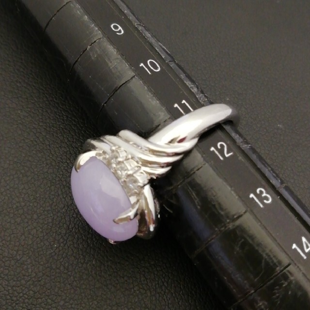 Pt900⚪ラベンダー翡翠6.52ct✨ダイヤ0.21ct✨天然翡翠リング