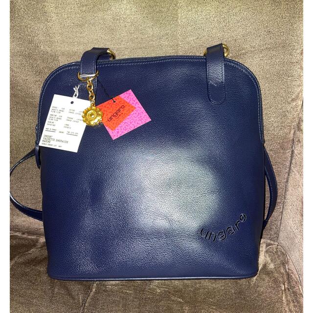正規品送料無料 美品 本革 UNGARO PARIS 牛革 クロコ型押し ショルダー