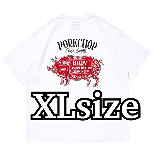 ポークチョップ　Tシャツ/PORKCHOP WHITE XLサイズ