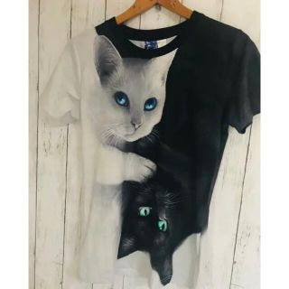 白黒白夜猫芸術。二面相 Tシャツ ジャージ CUNE 電影少女 LABRAT(Tシャツ/カットソー(半袖/袖なし))