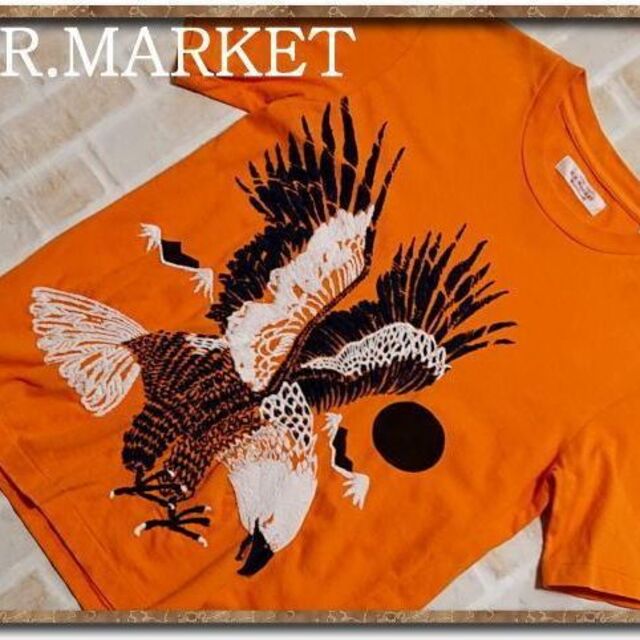 HOLLYWOOD RANCH MARKET(ハリウッドランチマーケット)のハリウッドランチマーケット　刺繍入りTシャツ　オレンジ レディースのトップス(Tシャツ(半袖/袖なし))の商品写真