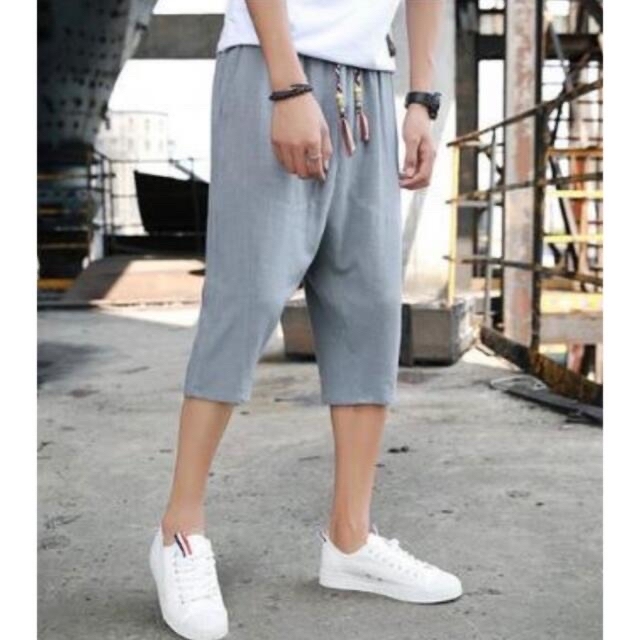 【3XL】サルエルパンツ グレー メンズ ショートパンツ 夏 七分丈 半ズボン メンズのパンツ(サルエルパンツ)の商品写真
