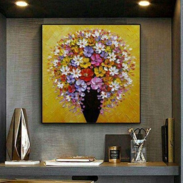 手描き油絵の高級装飾画には花が彩りを添える 美術品/アンティーク 手描き油絵の高級装飾画には花が彩りを添える 美術品/アンティーク
