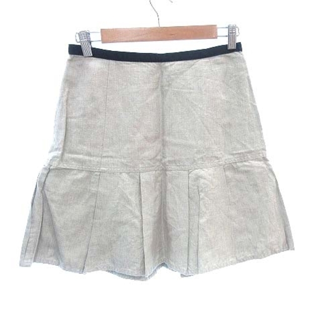 DEUXIEME CLASSE(ドゥーズィエムクラス)のドゥーズィエムクラス プリーツスカート タック ミニ 麻混 38 ライトグレー レディースのスカート(ミニスカート)の商品写真