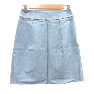 ユナイテッドアローズ(UNITED ARROWS)のユナイテッドアローズ 台形スカート タック 麻混 リネン混 装飾 36 青(ひざ丈スカート)