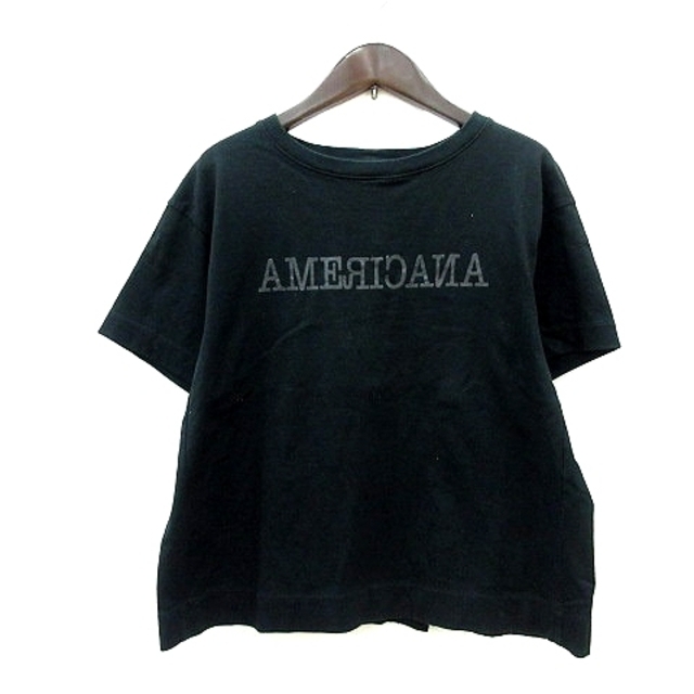 AMERICANA(アメリカーナ)のアメリカーナ カットソー Tシャツ クルーネック プリント 半袖 30 黒 レディースのトップス(Tシャツ(半袖/袖なし))の商品写真