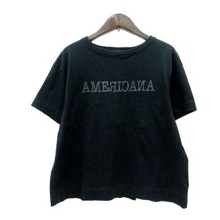 アメリカーナ(AMERICANA)のアメリカーナ カットソー Tシャツ クルーネック プリント 半袖 30 黒(Tシャツ(半袖/袖なし))