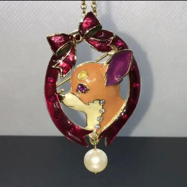 優れた品質 ANNA SUI アナスイ ネックレス ブローチ チワワ 犬 ilam.org