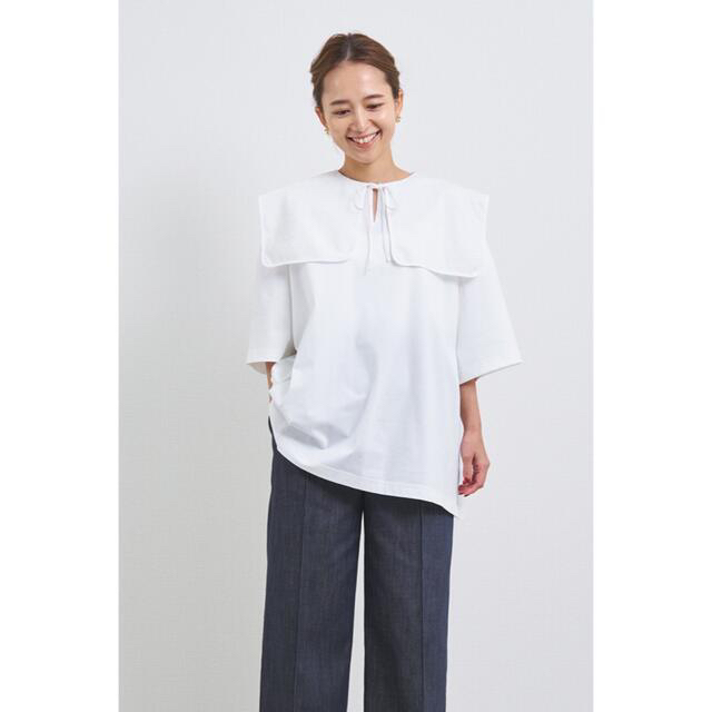 yori フロッキードットカラーTee【2022SP】綿61%ポリエステル39%衿