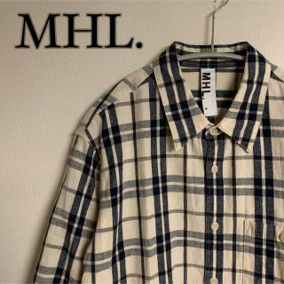 メンズ【美品】MHL. マーガレットハウエル チェック柄 リネン混 8分袖